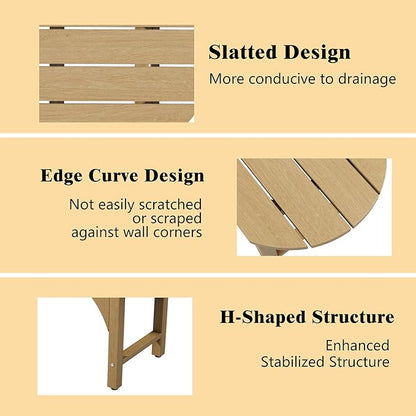 2-Person Backless Bench Indoor & Outdoor Patio Furniture, HIPS Wood Grain Weatherproof Outdoor Bench, No Rot or Fade, Fits Backyard, Porch, Deck, Living Room, Study & Balcony (Brown)