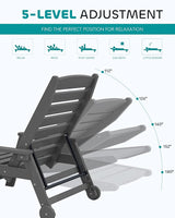 SERWALL Patio Chaise Lounge Chair, 78'' Long HDPE 5 Positions Adjustable Outdoor Lounger - Photo 4