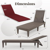 HAPPYGRILL Outdoor Chaise Lounge Chair Rattan Recliner Lounger with Removable Cushion & 3-Level Adjustable Backrest - Photo 3