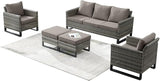 Rilyson Wicker Outdoor Patio Furniture Set - 5 Piece Patio Conversation Set with 2 Wicker Armrest Chairs - Photo 1