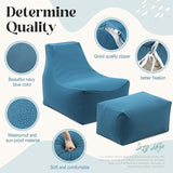 Outdoor Bean Bag Chair with Ottoman, Large Patio Lounge Chair for Adults, Thick Filled Lounger for Pool, Deck - Photo 4
