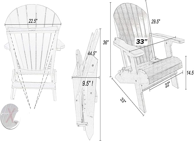 DuraWeather Poly® Classic King Size Folding Adirondack Chair (Pool Blue on White)