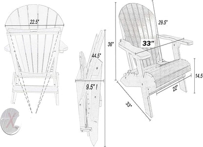DuraWeather Poly® Classic King Size Folding Adirondack Chair (Pool Blue on White)