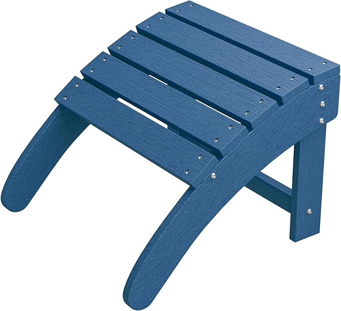 HDPE Adirondack Ottoman Foot Rest, Weather Resistant Outdoor Footstool for Adirondack Chair, Resin Patio Porch Poolside Lawn and Backyard Use