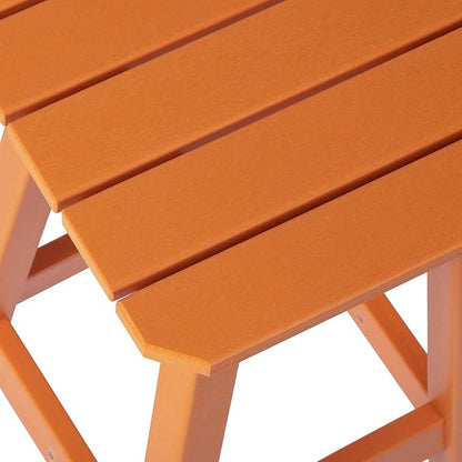 Costaelm 24" Height Outdoor Bar Stools, All-Weather Bar Stools, Adirondack Poly Patio Square Bar Stool for Patio, Deck, Kitchen Counter and Garden, Orange