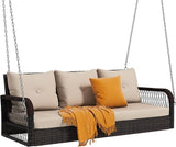 DWVO 3 Seats Porch Swing Hanging Bench Swing Outdoor Wicker Patio Swing Lounge Front Rattan 794lbs for Garden, Balcony - Photo 7