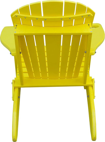 Furniture Barn USA Poly Folding Adirondack Chair with Smart Phone Holder, Lemon Yellow