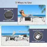 Goplus Tanning Chair, Folding Outdoor Beach Lounge Chair with Face & Arm Hole, Carrying Strap, Pillow - Photo 4