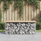 Garden Bench Natural Wood Solid Pinewood Galvanized Steel Compact Outdoor Seating Rustic Chic Gabion Design Durable - Photo 1