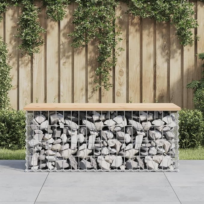 Garden Bench Natural Wood Solid Pinewood, Galvanized Steel Compact Garden Seating Park Bench for Outdoor