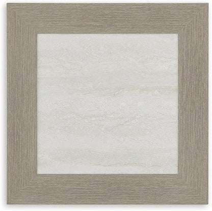 Signature Design by Ashley Kimpton Isle Cottage Sintered Stone Tabletop Outdoor End Table with 4 Legs, Light Brown & Beige