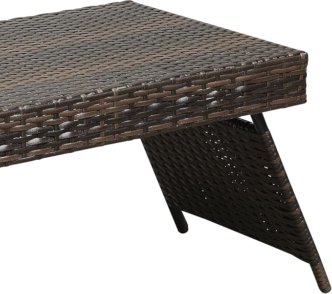 Foldable Outdoor Wicker Table, Lightweight Patio Rattan Coffee Table with Steel Frame, Portable Patio Side Table for Garden, Balcony, Deck