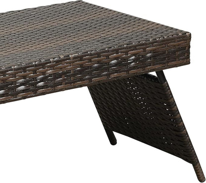 Foldable Outdoor Wicker Table, Lightweight Patio Rattan Coffee Table with Steel Frame, Portable Patio Side Table for Garden, Balcony, Deck
