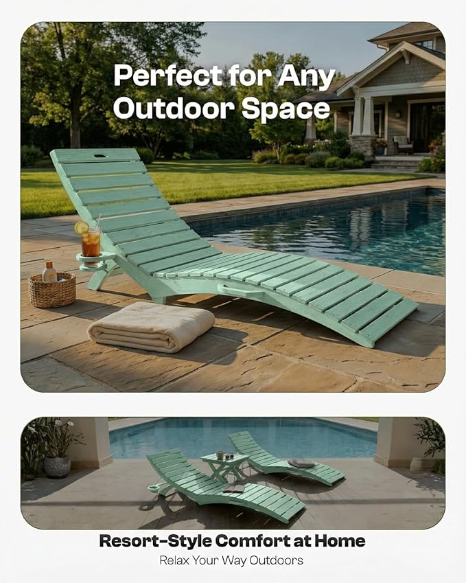 Pre-Assembled Folding in-Pool Lounge Chair, HDPE Outdoor Chaise Lounge with Cup Holder, Pool Lounge Chair for Poolside - Photo 5
