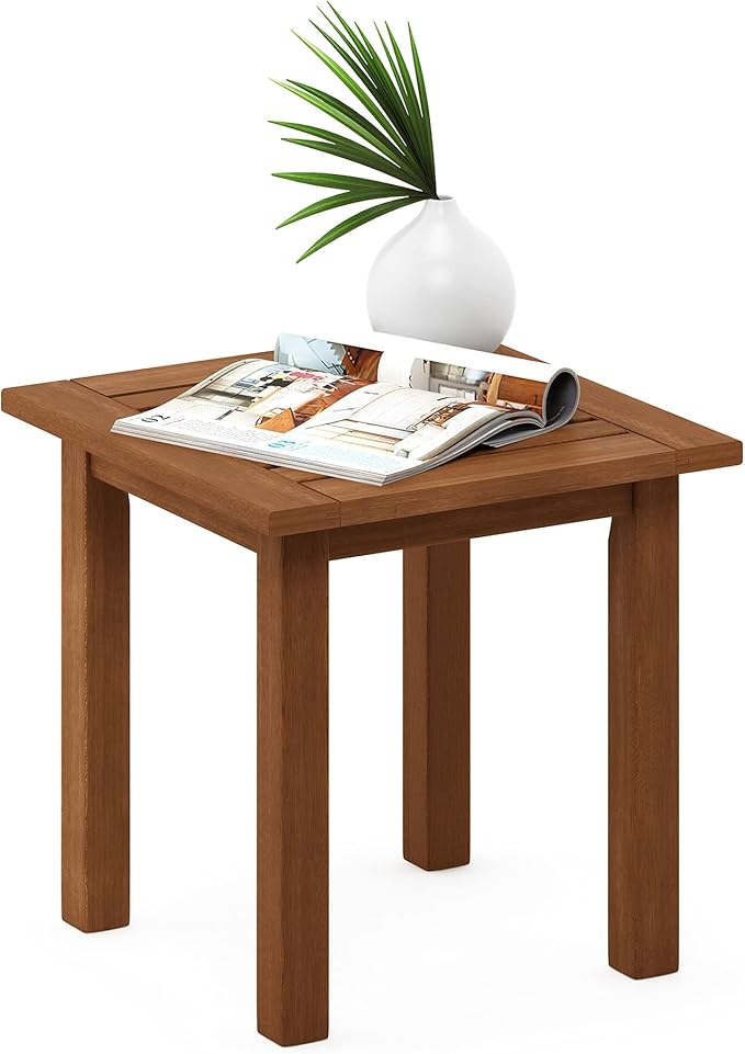 Furinno FG18506 Tioman Hardwood Patio Furniture Outdoor End Table, Natural - Photo 1
