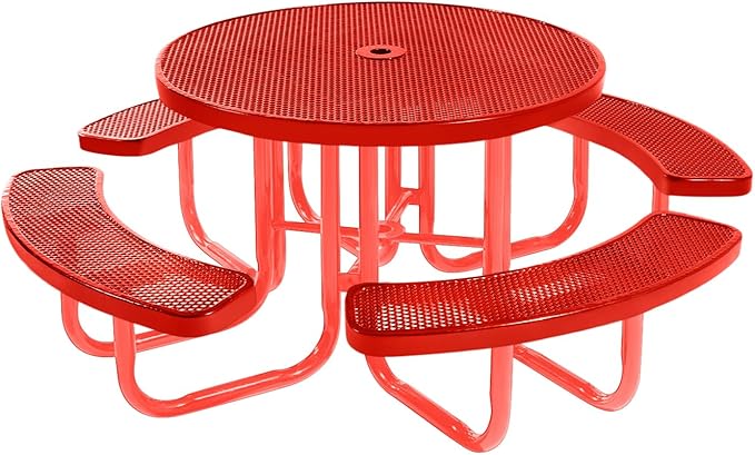 COATEDOUTDOORFURNITURE Heavy-Duty Portable Outdoor Picnic Table with Umbrella Hole - Photo 1