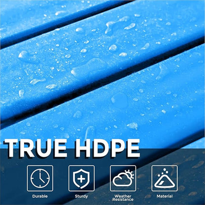 Adirondack Square Outdoor Side Table,2-Tier Storage Patio Side Table, HDPE End Tables for Backyard Pool Porch Garden Lawn (Pacific Blue)