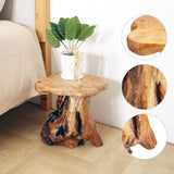 13.8" Cedar Stump Stool,Natural Wooden Side Table,Plant Stool,Live Edge Coffee Table for Bedroom,Living Room, Outdoor - Photo 9