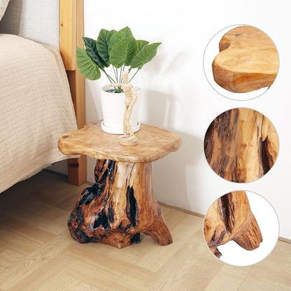 13.8" Cedar Stump Stool,Natural Wooden Side Table,Plant Stool,Live Edge Coffee Table for Bedroom,Living Room, Outdoor