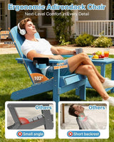 YEFU Adirondack Chairs Set of 4: Outdoor Chair HIPS Plastic Adirondack Chairs - Patio Chairs with Cup Holder & Wood - Photo 5