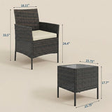 GarveeHome 3-Piece Patio Bistro Set, PE Rattan Outdoor Conversation Furniture with 2 Cushioned Chairs & Coffee Table - Photo 2