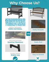 Outdoor Bench, 2-Person HDPE Garden Bench, All Weather Poly Patio Bench for Outdoors, Garden, Backyard, Porch and Park - Photo 4