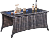 Belord Patio Coffee Table Outdoor Rectangular Glass Table - Photo 1