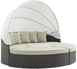 Modway Sojourn Outdoor Patio Sunbrella Sectional Daybed with Canopy in Antique Canvas Beige - Photo 1
