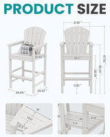 SERWALL Tall Adirondack Chairs Set of 2 with Double Layer Connecting Tray, HDPE Bar Height Outdoor Chairs - Photo 2