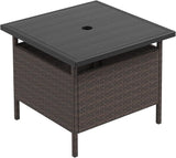 Giantex Umbrella Table, Outdoor Side Table with 2" Umbrella Hole, Rattan Umbrella Stand Holder, Heavy Duty Metal Frame - Photo 1