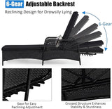 Tangkula Wicker Chaise Lounge Outdoor Set of 2, Patio Rattan Reclining Chaise with 6-Gear Adjustable Backrest - Photo 5