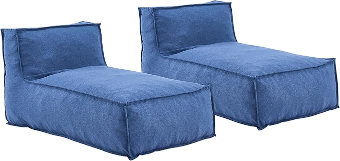 Christopher Knight Home Natty Outdoor Bean Bag Chair Set of 2, Fabric Bean Bag Chair for Adults and Kids, Indoor/Outdoor Sun Lounger, Patio Lounge Chair Set of 2, Navy Blue