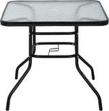 MKDLUFEI 32 Inch Umbrella Table with Hole, Outdoor Square Patio Table with Tempered Glass Top, for Balcony, Backyard - Photo 1