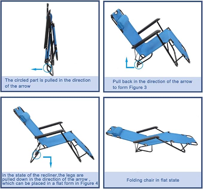 Folding Chaise, All Weather Outdoor Chaise Lounge, Waterproof Patio Chaise with Armrest Patio Lounge Chair for Beach - Photo 5