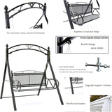 Upgraded Metal Patio Porch Swing with A-Frame Stand Heavy Duty Metal Hanging Porch Swing Chair Patio Hanging Bench - Photo 4