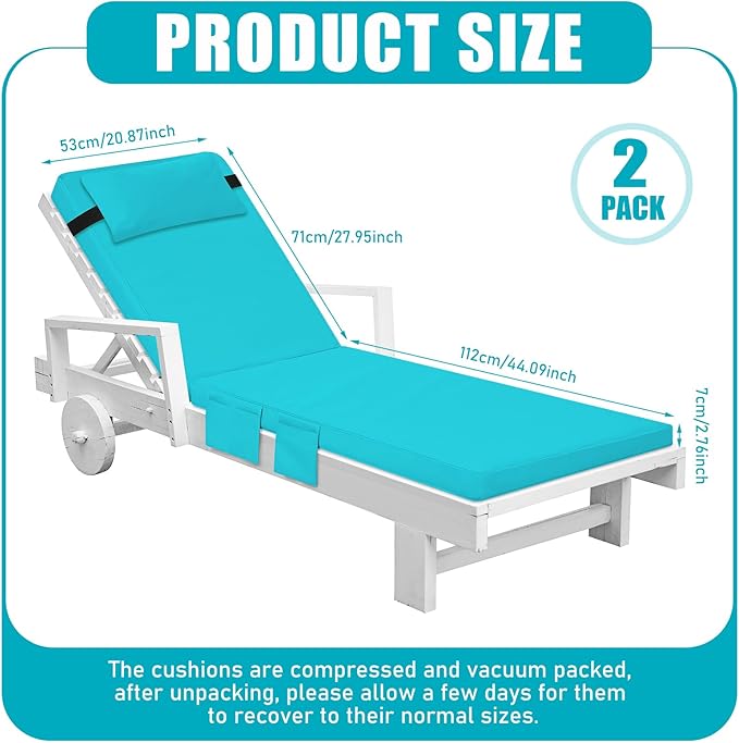 Tondiamo 2 Set Outdoor Chaise Lounge Cushions with Pillows and Storage - Photo 2
