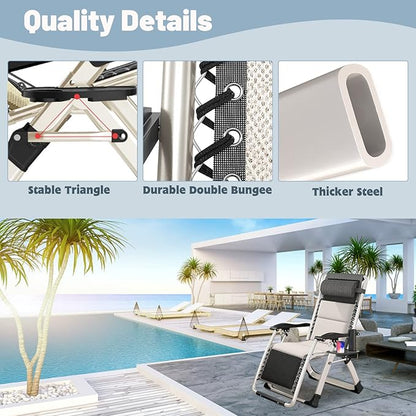 Slsy Zero Gravity Chair, Reclining Lounge Chair with Removable Tray for Indoor and Outdoor, Patio Recliner Folding Reclining Chair