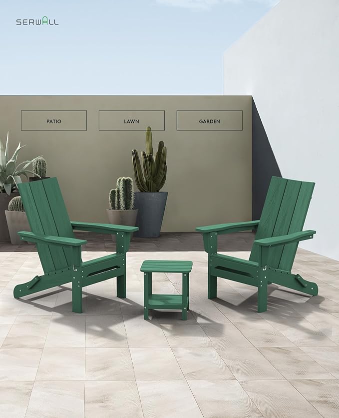 SERWALL Modern Folding Adirondack Chair Green