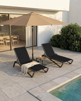 Lounge Chair Set of 2, Aluminum Chaise Lounge Outdoor with Side Table - Photo 8