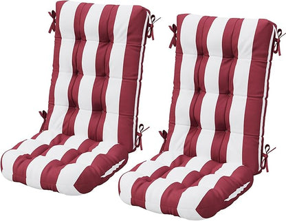 SERWALL HDPE Outdoor Rocking Chair Cushion Set of 2, Memory Foam Cushion Red White