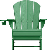 Folding Adirondack Chairs with Cup Holders, Set of 4 HDPE Plastic Outdoor Chairs, Weather Resistant, Real Wood Look - Photo 9