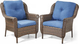 Patio Wicker Chairs Outdoor Furniture Chair - Set of 2 Outside All Weather Lawn Dining Brown Rattan Armchair with High - Photo 1