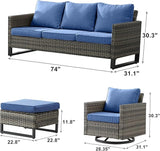 Rilyson Wicker Outdoor Patio Furniture Set - 7 Piece Patio Conversation Set with 4 Swivel Rocker Chairs - Photo 2