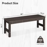 48" HDPE Outdoor Bench, All-Weather & Fade-Resistant 2-Person Garden Bench, Low Maintenance Patio Bench for Garden - Photo 2