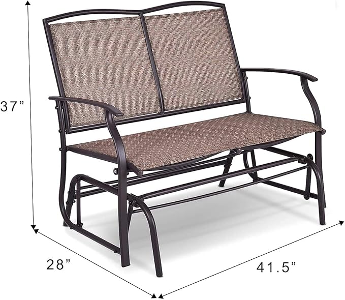 Outdoor Swing Glider Chair for 2 Persons, Rocking Seating Patio Bench w/Coated Steel Frame, Patio Loveseat for Backyard - Photo 2