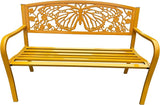 Hi-Line Gift Ltd 50" Outdoor Metal Garden Bench with Butterfly Design Backrest - Yellow - Photo 3