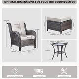 Belord Outdoor Wicker Furniture 5 Pieces Patio Furniture Set Patio Chairs with Ottomans and Side Table Conversation Set - Photo 2