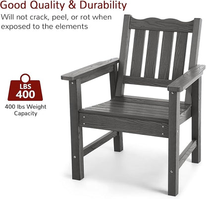 Stoog All-Weather Outdoor Bench & Chairs Set, 3-Piece Patio Furniture Set, Include 1 Garden Bench and 2 Garden Chairs, Never Rot or Fade, Grey