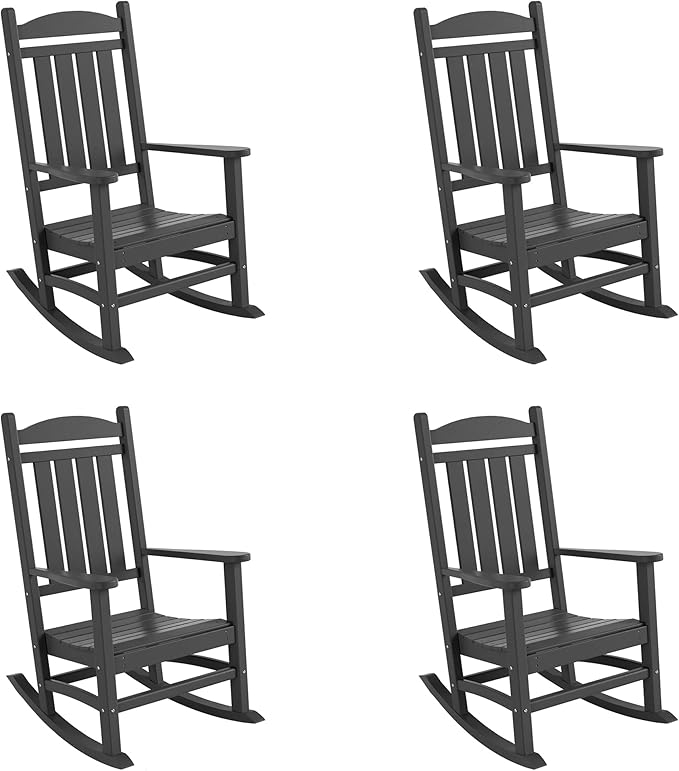 WestinTrends Malibu Malibu Outdoor Patio Poly Classic Porch Rocking Chair (Set of 4), Gray