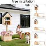 3-in-1 Outdoor Library Book Exchange Box with Bench & Planter Solid Pine Wood DIY Neighborhood Share Box Ground Mount - Photo 6